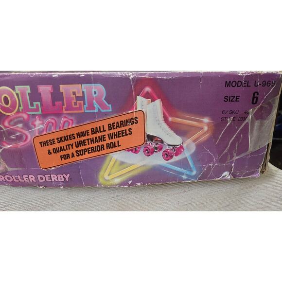 Vintage Roller derby U-965 Roller Star Skates - White Leather Size 6 - Picture 7 of 8